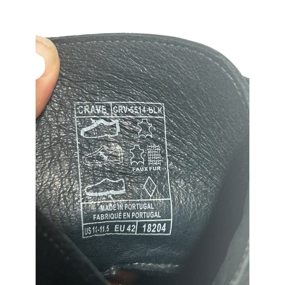 Taos Womens CRAVE Black Leather Block Heeled Zip Lace Combat Boots 42/ 11-11.5 - Picture 9 of 9